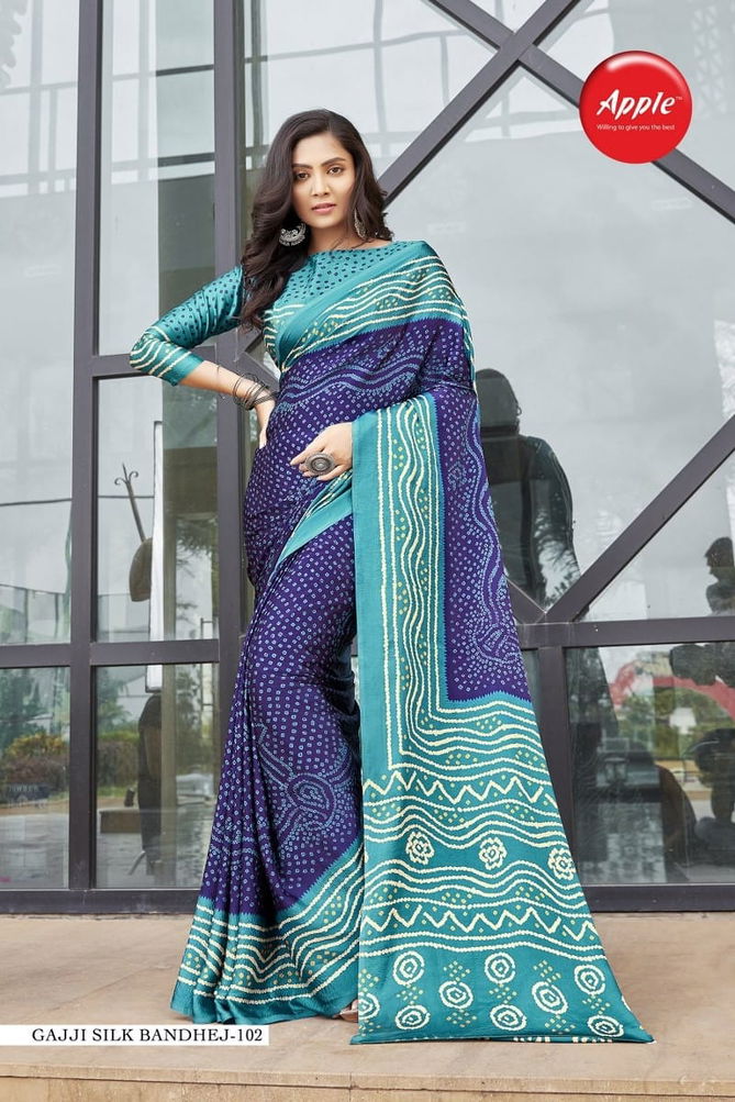 Gajji Silk Bandhej By Apple Bandhani Printed Sarees Wholesale Shop In Surat